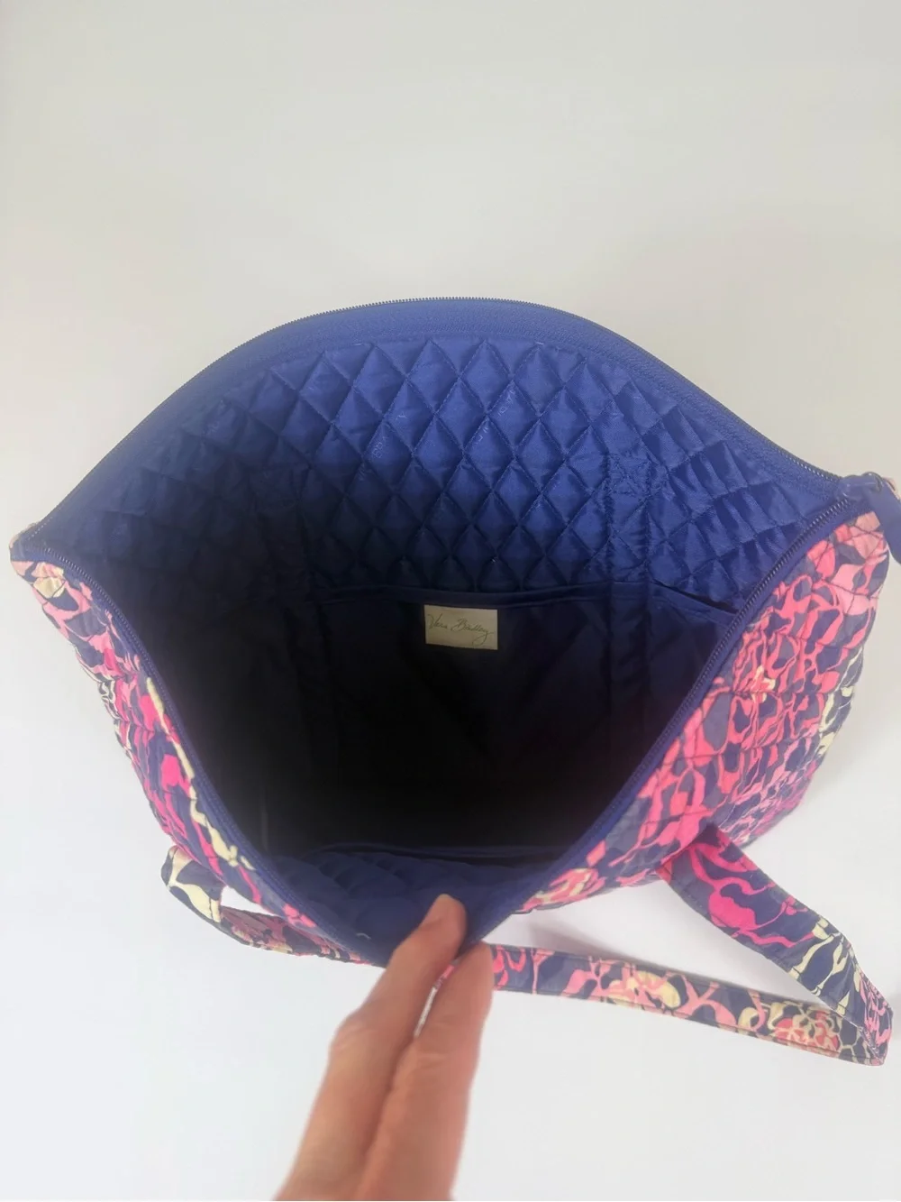 Vera Bradley Katalina Pink Blue Quilted  Cotton Tote Shoulder Bag Large